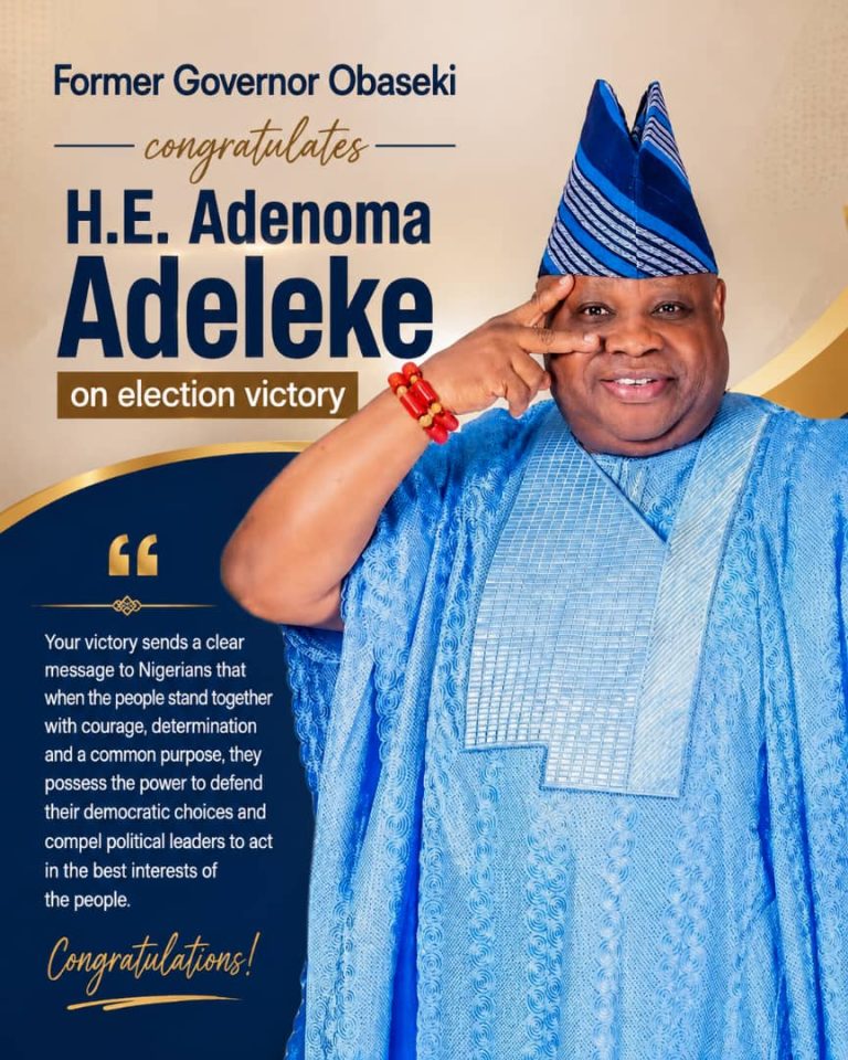 Ex-Gov. Obaseki congratulates Ademola Adeleke on Re-Election Victory